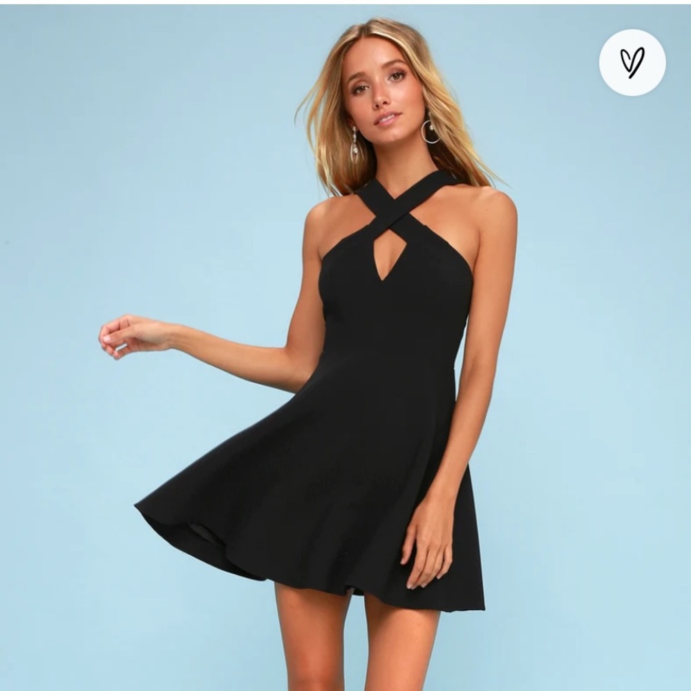 LULUS Black Skater Dress - Small